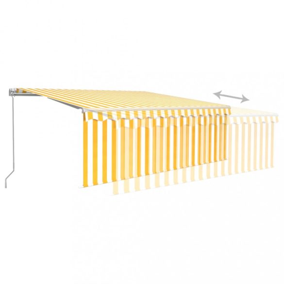 sárga és fehér kézzel kihúzható napellenző redőnnyel 4 x 3 m