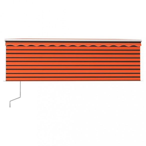 narancs-barna redőnyös, LED-es, szélérzékelős napellenző 4,5x3m