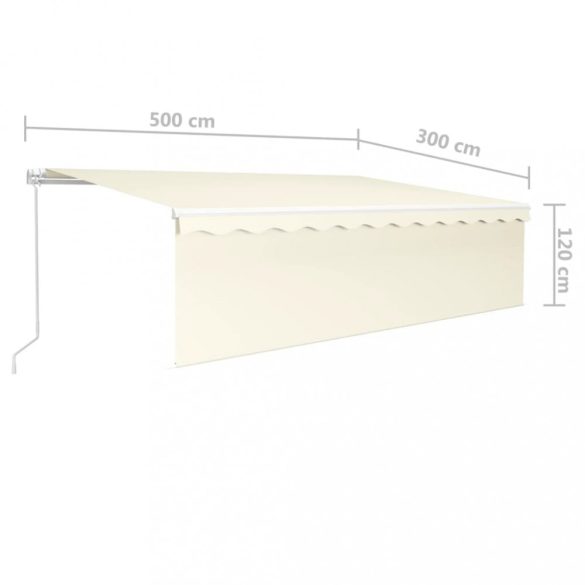 krémszínű kézzel kihúzható napellenző redőnnyel 5 x 3 m