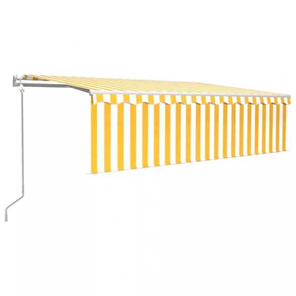 sárga és fehér automata napellenző redőnnyel 5 x 3 m