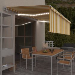   sárga-fehér redőnyös, LED-es, szélérzékelős napellenző 5x3 m