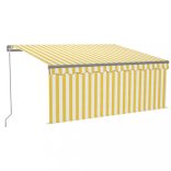 sárga-fehér kézzel kihúzható LED-es napellenző redőnnyel 3x2,5m