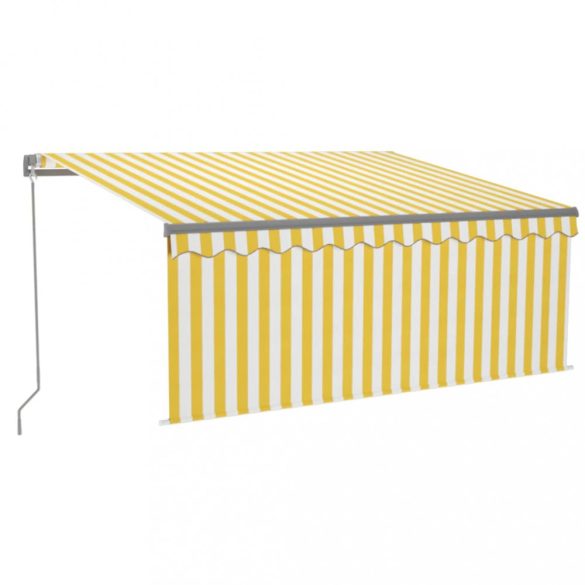 sárga-fehér kézzel kihúzható LED-es napellenző redőnnyel 3x2,5m