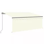 krémszínű kézzel kihúzható LED-es napellenző redőnnyel 3x2,5 m