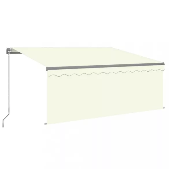 krémszínű kézzel kihúzható LED-es napellenző redőnnyel 3x2,5 m