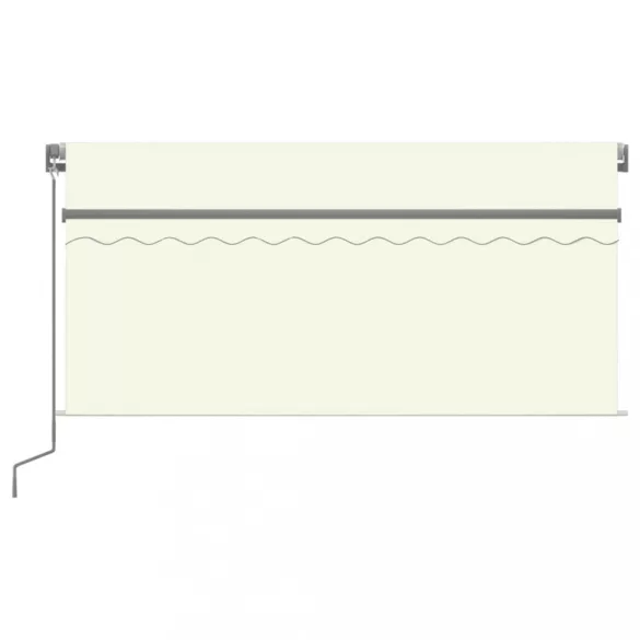 krémszínű kézzel kihúzható LED-es napellenző redőnnyel 3x2,5 m