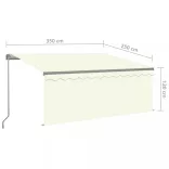 krémszínű kézzel kihúzható LED-es napellenző redőnnyel 3x2,5 m