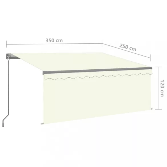 krémszínű kézzel kihúzható LED-es napellenző redőnnyel 3x2,5 m