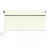 krémszínű szélérzékelős, LED-es napellenző redőnnyel 3,5x2,5 m