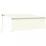 krémszínű szélérzékelős, LED-es napellenző redőnnyel 4x3 m