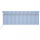 kék és fehér kézzel kihúzható napellenző redőnnyel 4,5 x 3 m