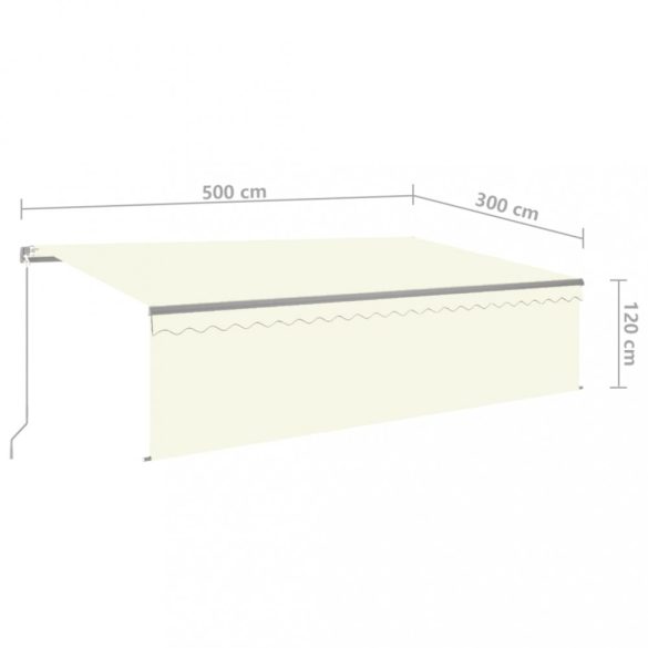 krémszínű kézzel kihúzható napellenző redőnnyel 5 x 3 m