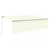 krémszínű kézzel kihúzható LED-es napellenző redőnnyel 5 x 3 m