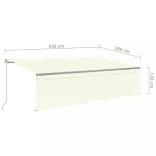 krémszínű kézzel kihúzható LED-es napellenző redőnnyel 5 x 3 m