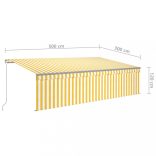 sárga és fehér kézzel kihúzható napellenző redőnnyel 5 x 3 m