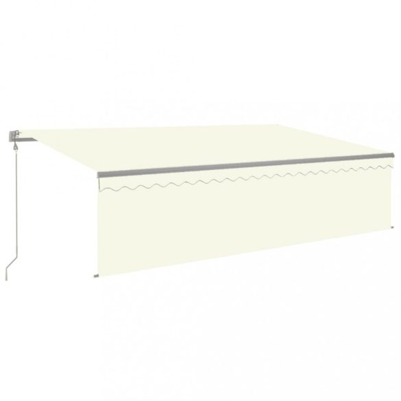 krémszínű szélérzékelős, LED-es napellenző redőnnyel 5x2,5 m