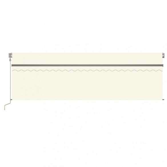 krémszínű szélérzékelős, LED-es napellenző redőnnyel 5x2,5 m