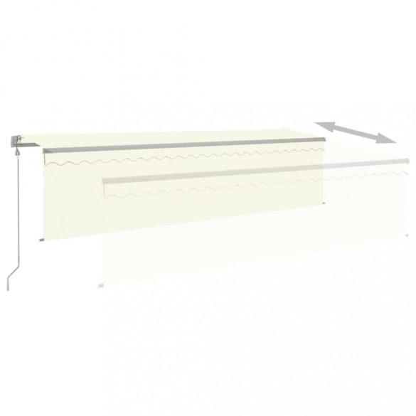krémszínű szélérzékelős, LED-es napellenző redőnnyel 5x2,5 m