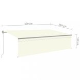 krémszínű szélérzékelős, LED-es napellenző redőnnyel 5x2,5 m