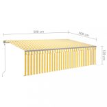 sárga-fehér redőnyös, LED-es, szélérzékelős napellenző 5x3 m