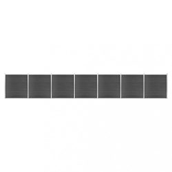 fekete WPC kerítéspanelszett 1218 x 186 cm