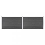 fekete WPC kerítéspanelszett 353 x 105 cm