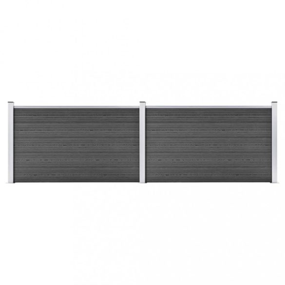 fekete WPC kerítéspanelszett 353 x 105 cm
