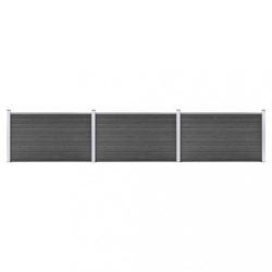 fekete WPC kerítéspanelszett 526 x 105 cm