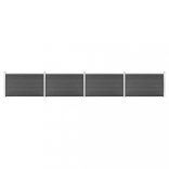 fekete WPC kerítéspanelszett 699 x 105 cm