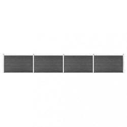 fekete WPC kerítéspanelszett 699 x 105 cm