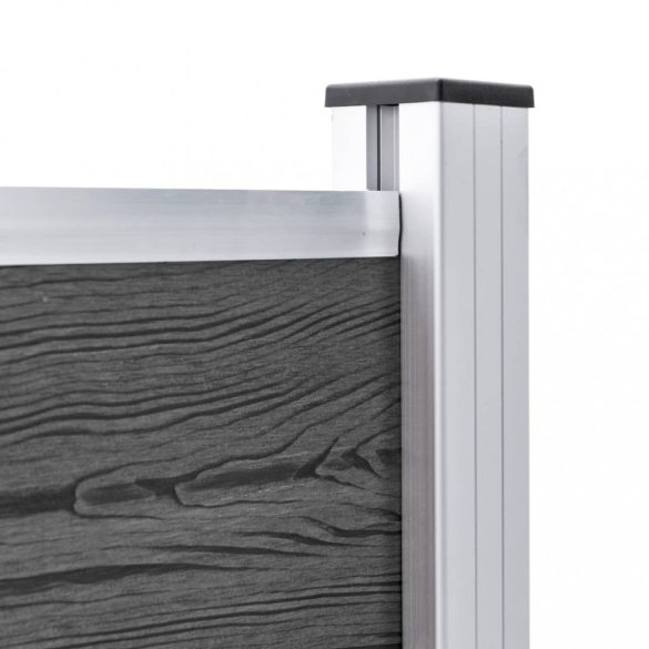 fekete WPC kerítéspanelszett 872 x 105 cm