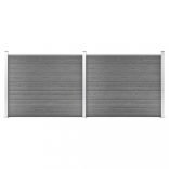 szürke WPC kerítéspanelszett 353 x 146 cm