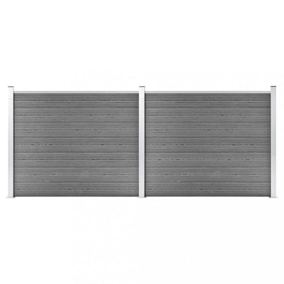szürke WPC kerítéspanelszett 353 x 146 cm