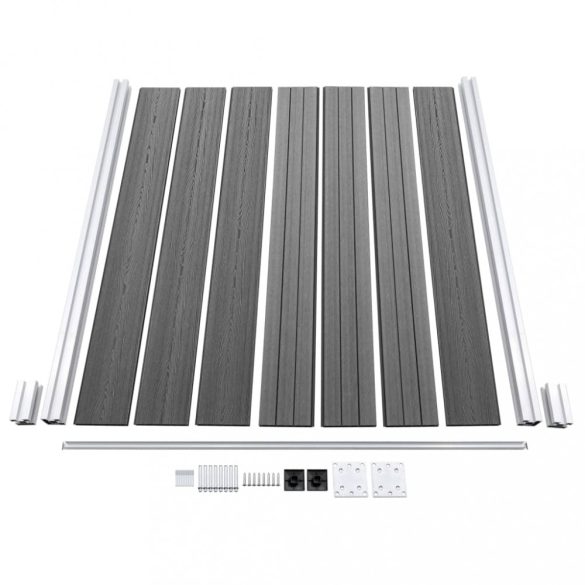 szürke WPC kerítéspanelszett 526 x 146 cm