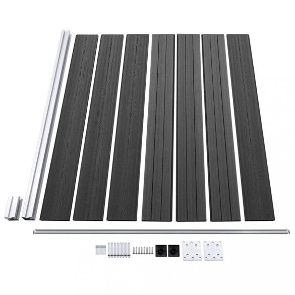 szürke WPC kerítéspanelszett 699 x 146 cm