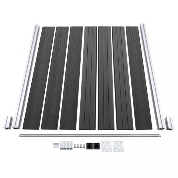 szürke WPC kerítéspanelszett 699 x 146 cm