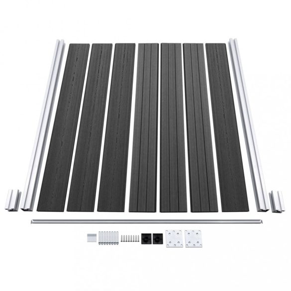 szürke WPC kerítéspanelszett 872 x 146 cm