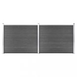 fekete WPC kerítéspanelszett 353 x 146 cm