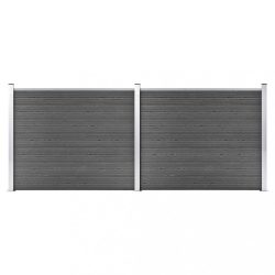 fekete WPC kerítéspanelszett 353 x 146 cm