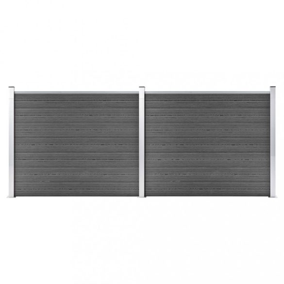 fekete WPC kerítéspanelszett 353 x 146 cm