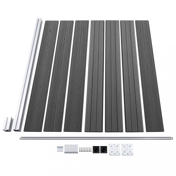 fekete WPC kerítéspanelszett 699 x 146 cm