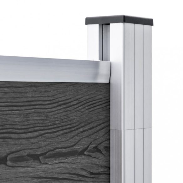 fekete WPC kerítéspanelszett 699 x 146 cm