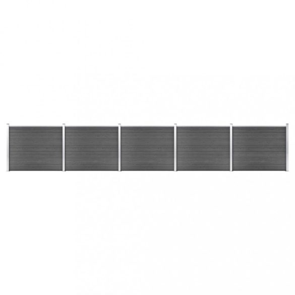 fekete WPC kerítéspanelszett 872 x 146 cm