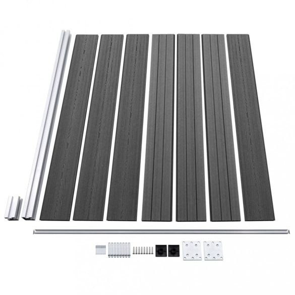 fekete WPC kerítéspanelszett 872 x 146 cm