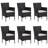 7 részes fekete polyrattan kerti étkezőgarnitúra
