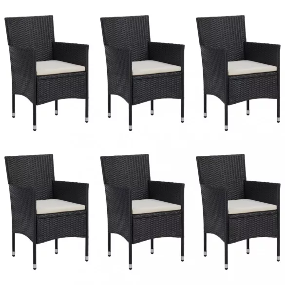 7 részes fekete polyrattan kerti étkezőgarnitúra