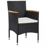 7 részes fekete polyrattan kerti étkezőgarnitúra