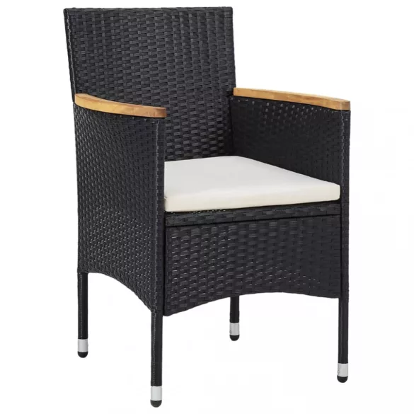 7 részes fekete polyrattan kerti étkezőgarnitúra