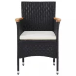 7 részes fekete polyrattan kerti étkezőgarnitúra