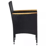 7 részes fekete polyrattan kerti étkezőgarnitúra